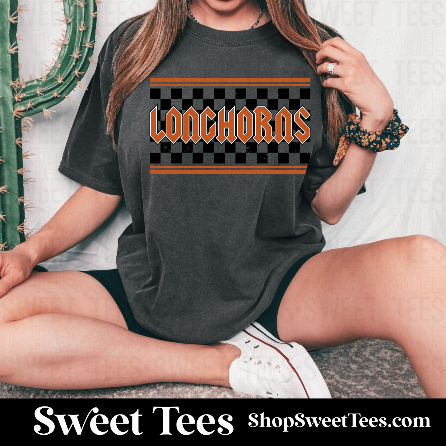 Longhorns Rock Checker tee
