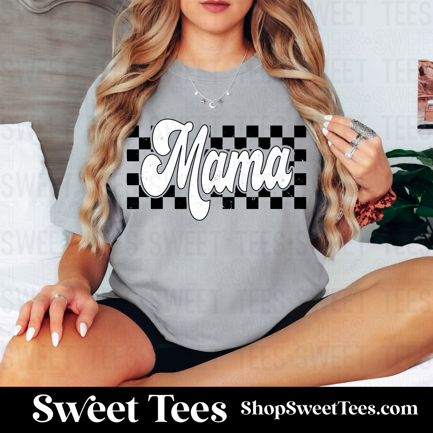 Mama Checker tee - Gray