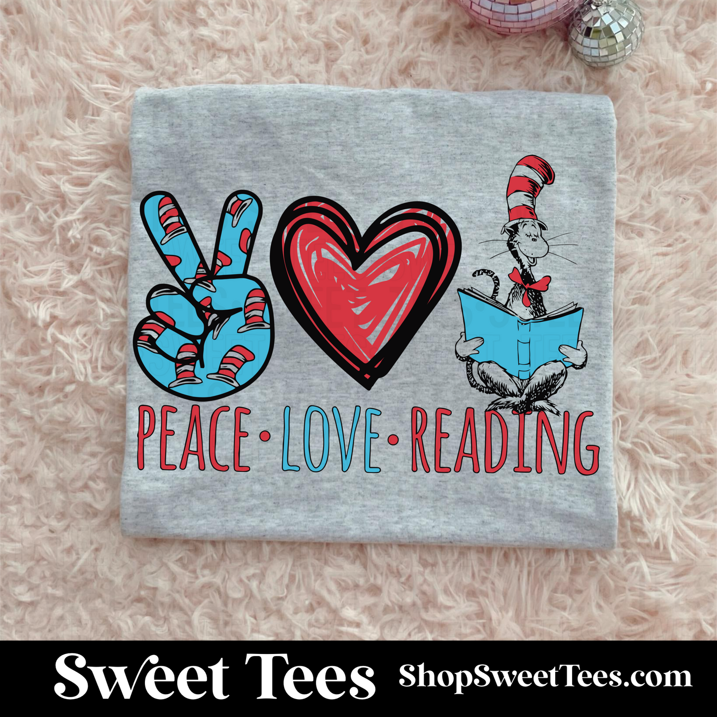Peace Love Reading tee