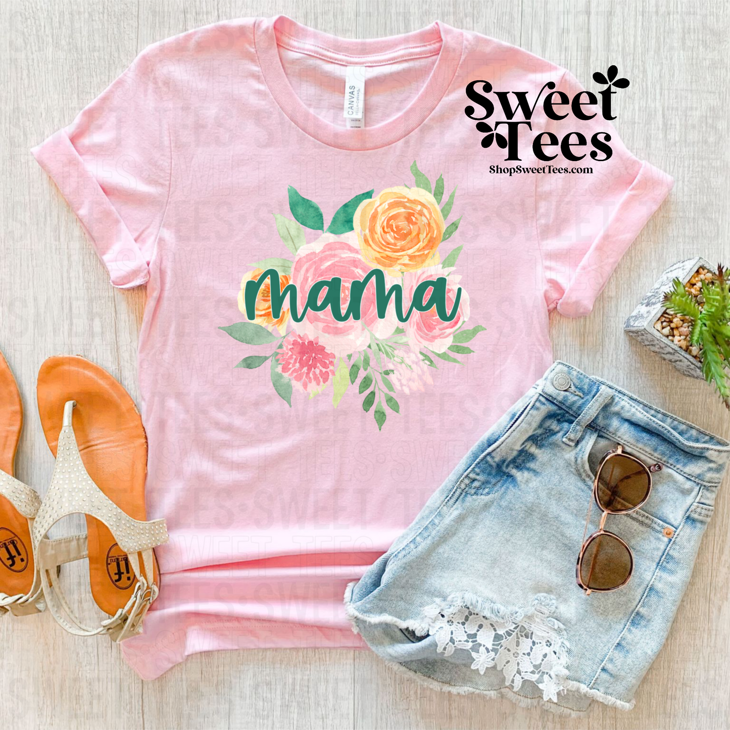 Watercolor Floral Mama tee