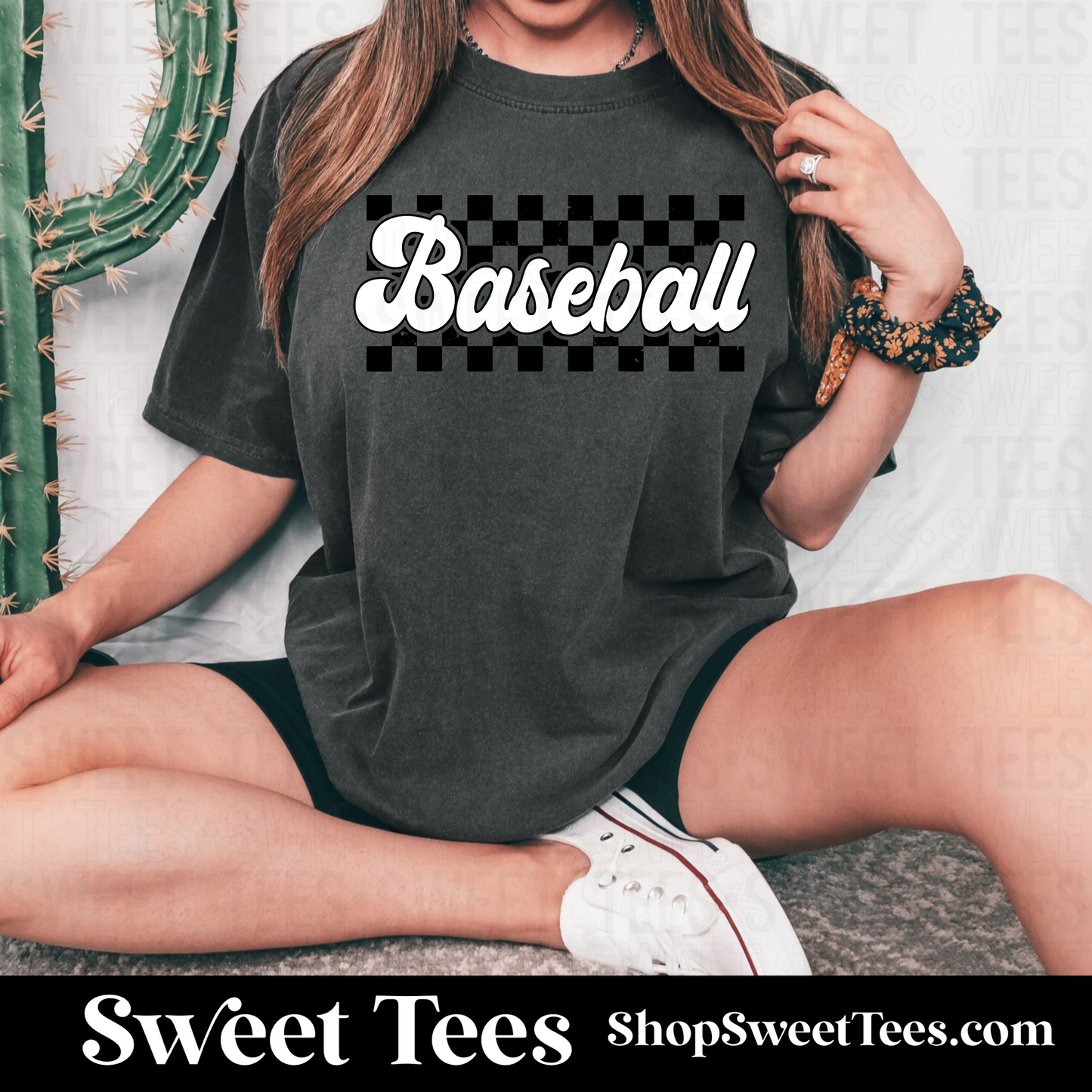 Baseball Checker tee - Pepper