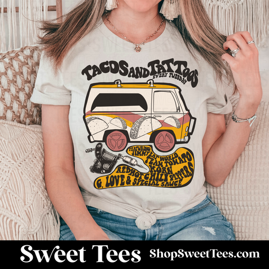 Tacos and Tattoos Retro tee