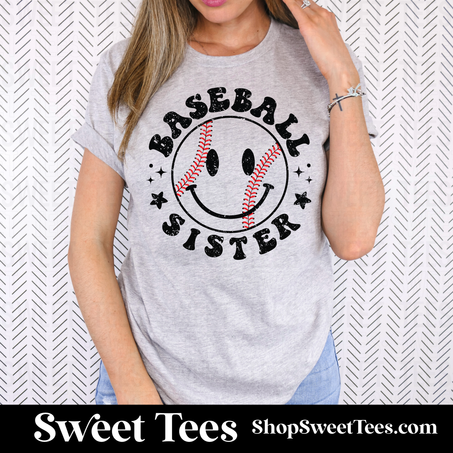 Baseball Sister Smile tee