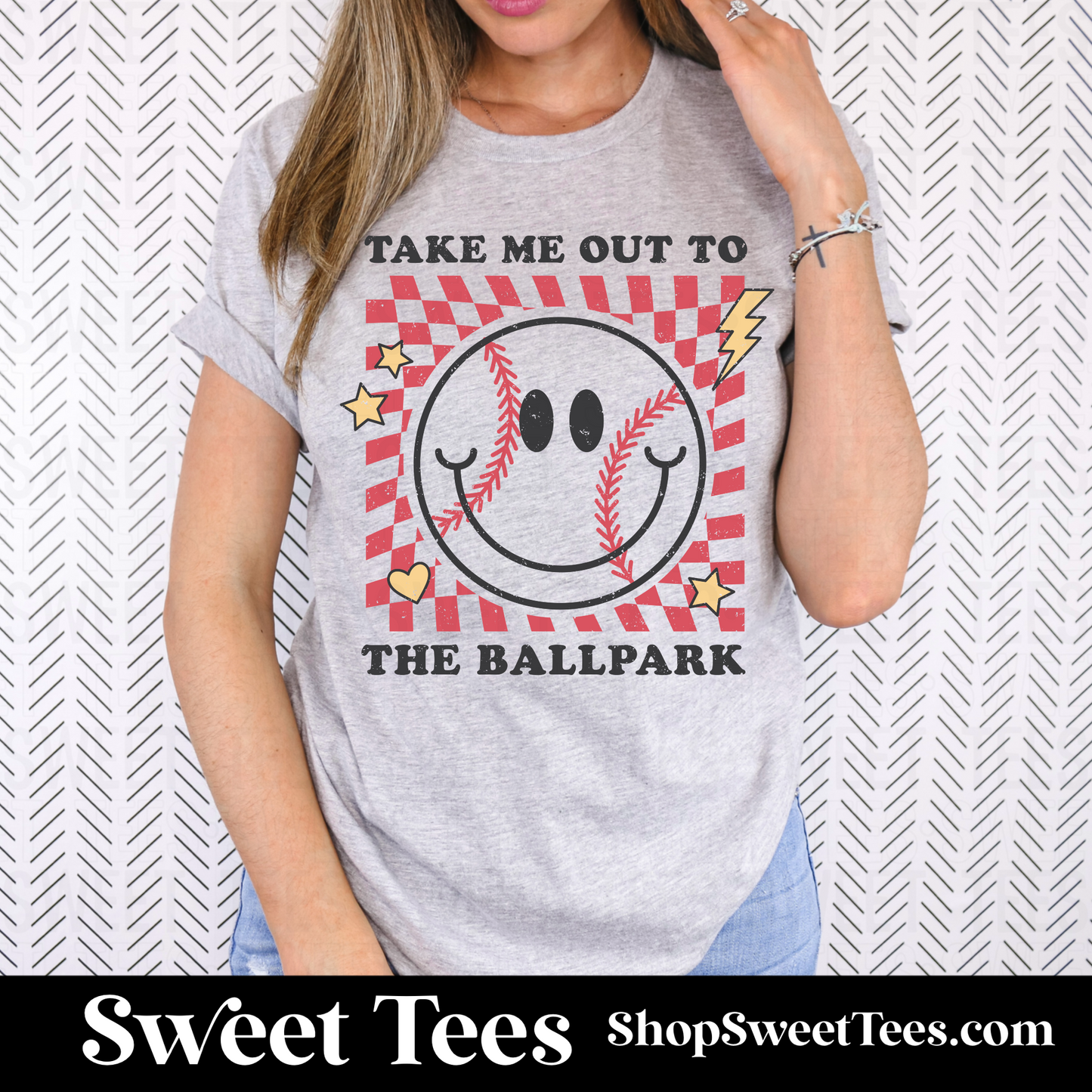 Take Me Out to the Ballpark Smile tee