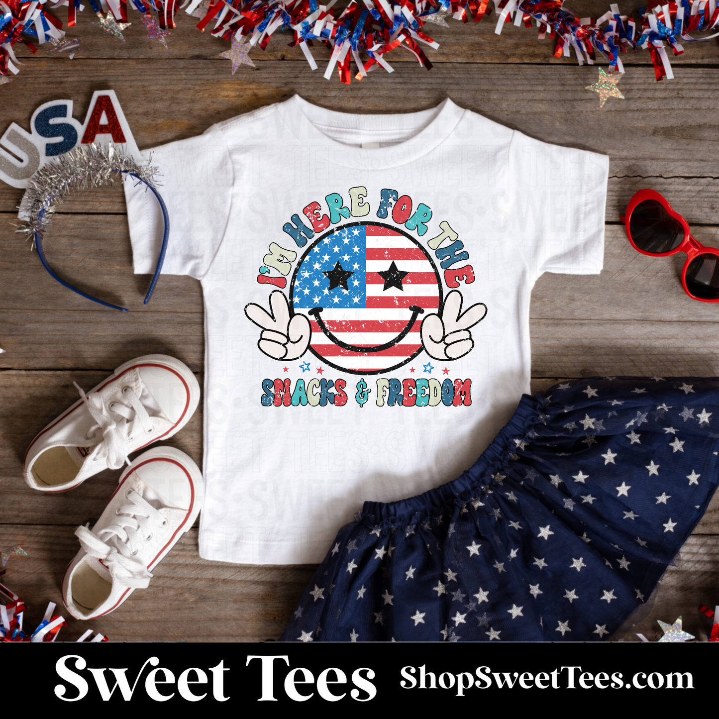 Snacks and Freedom Smile tee