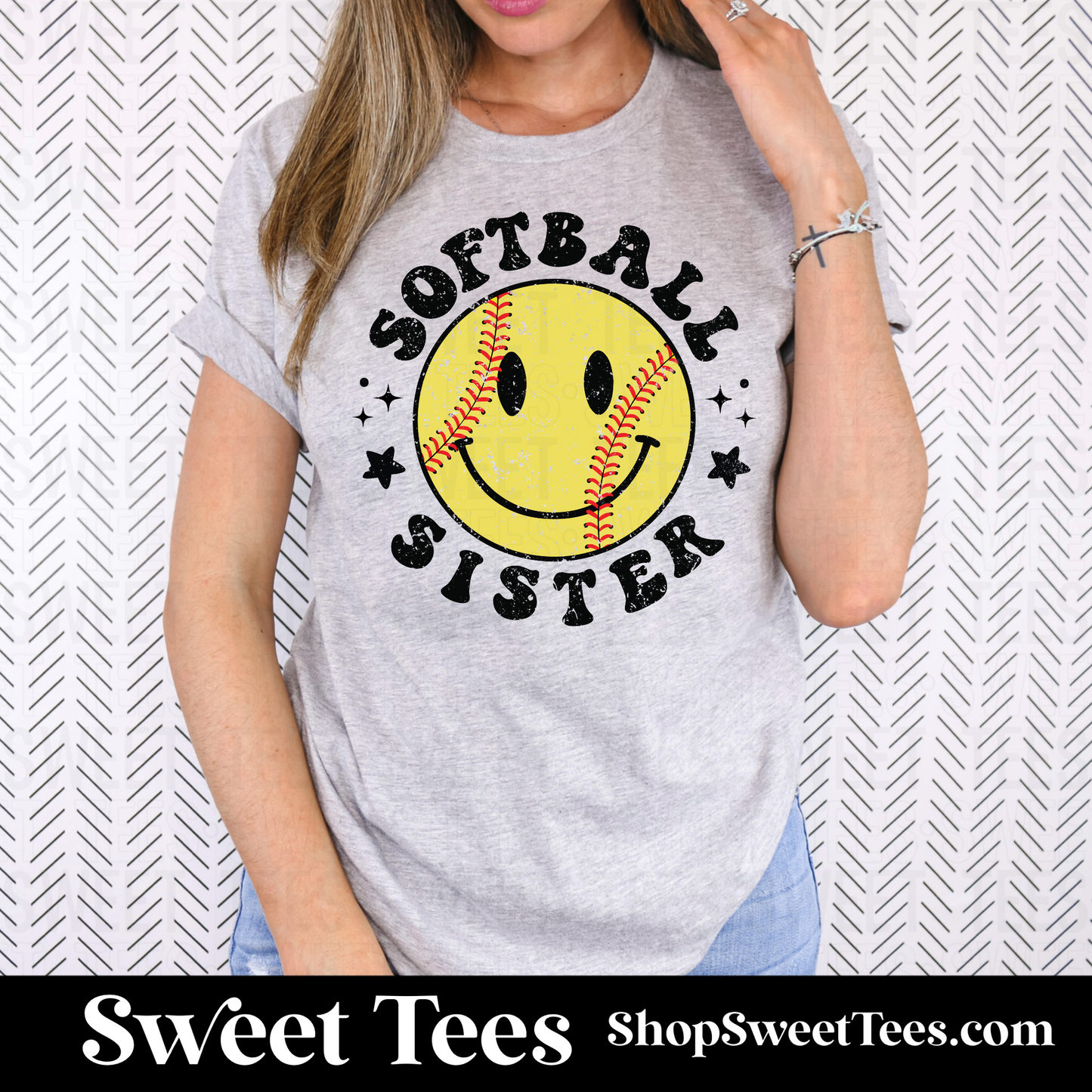 Softball Sister Smile tee