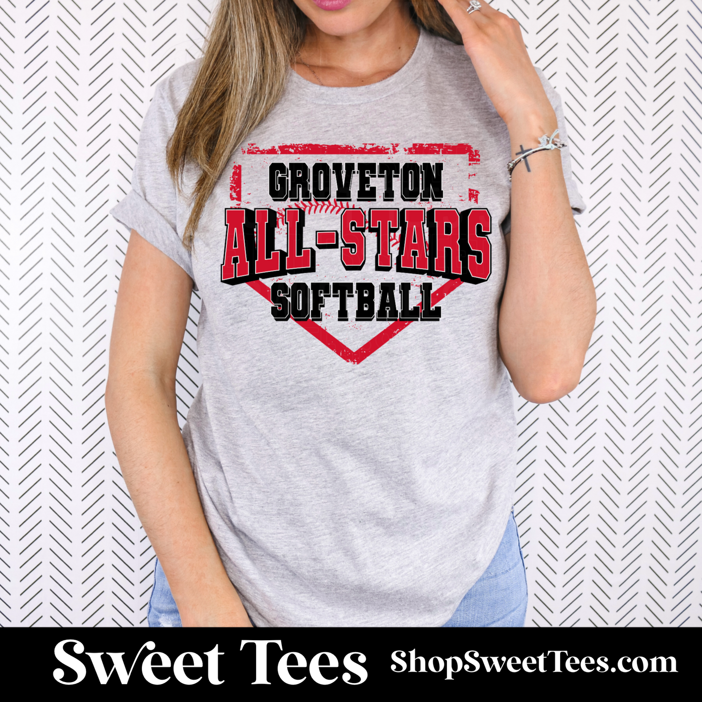 Groveton Softball All-Stars Distress Plate tee