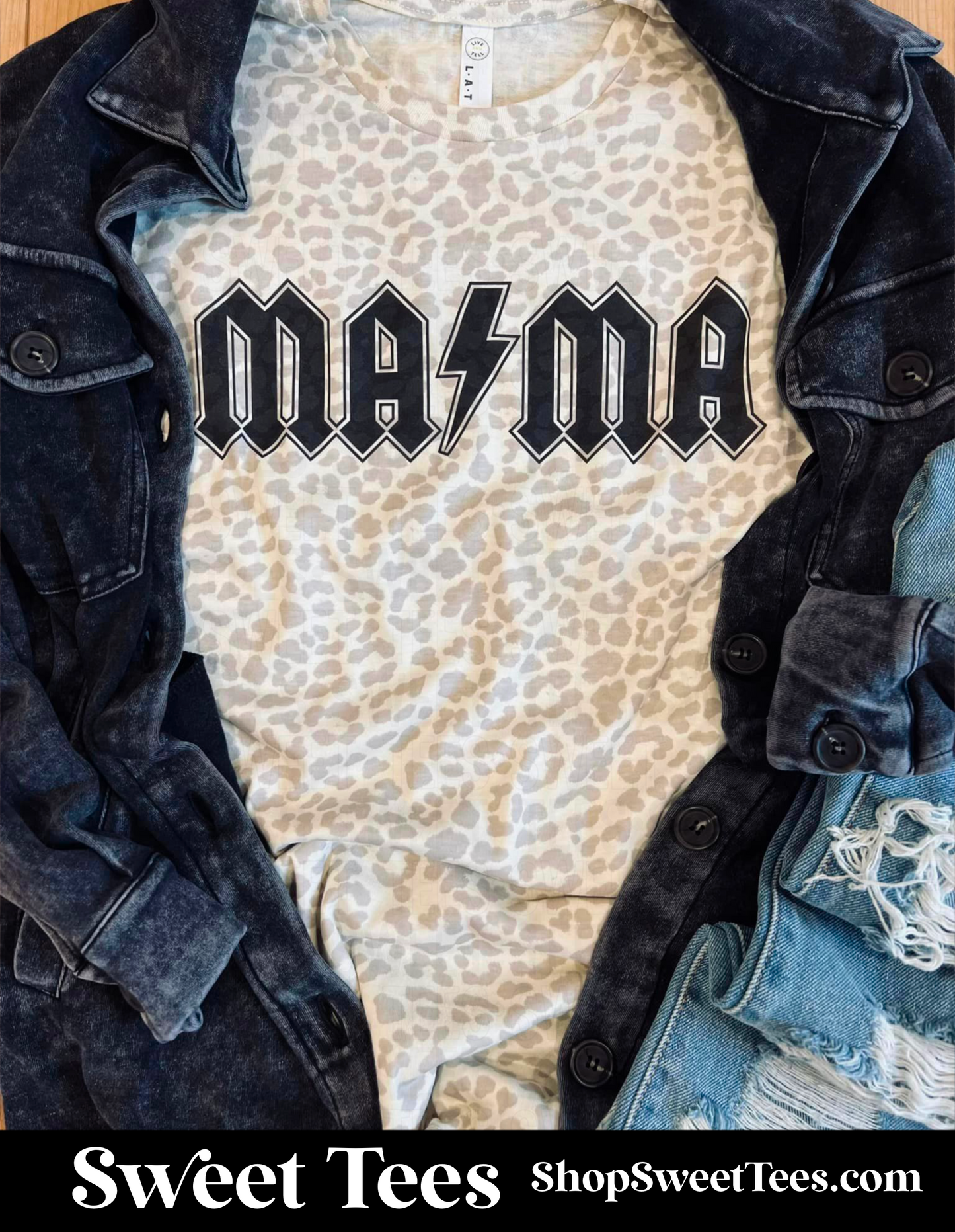 Mama ACDC Natural Leopard tee