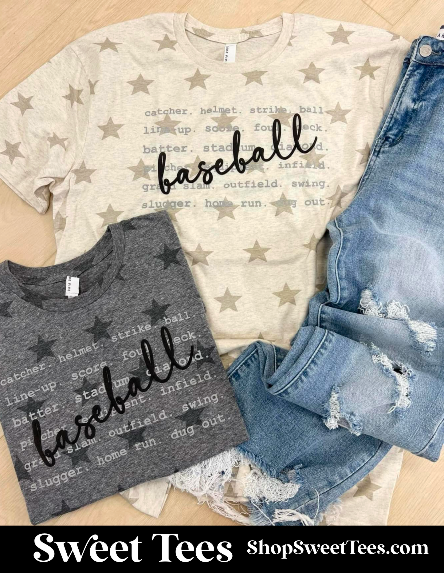 Baseball Typography Star tee
