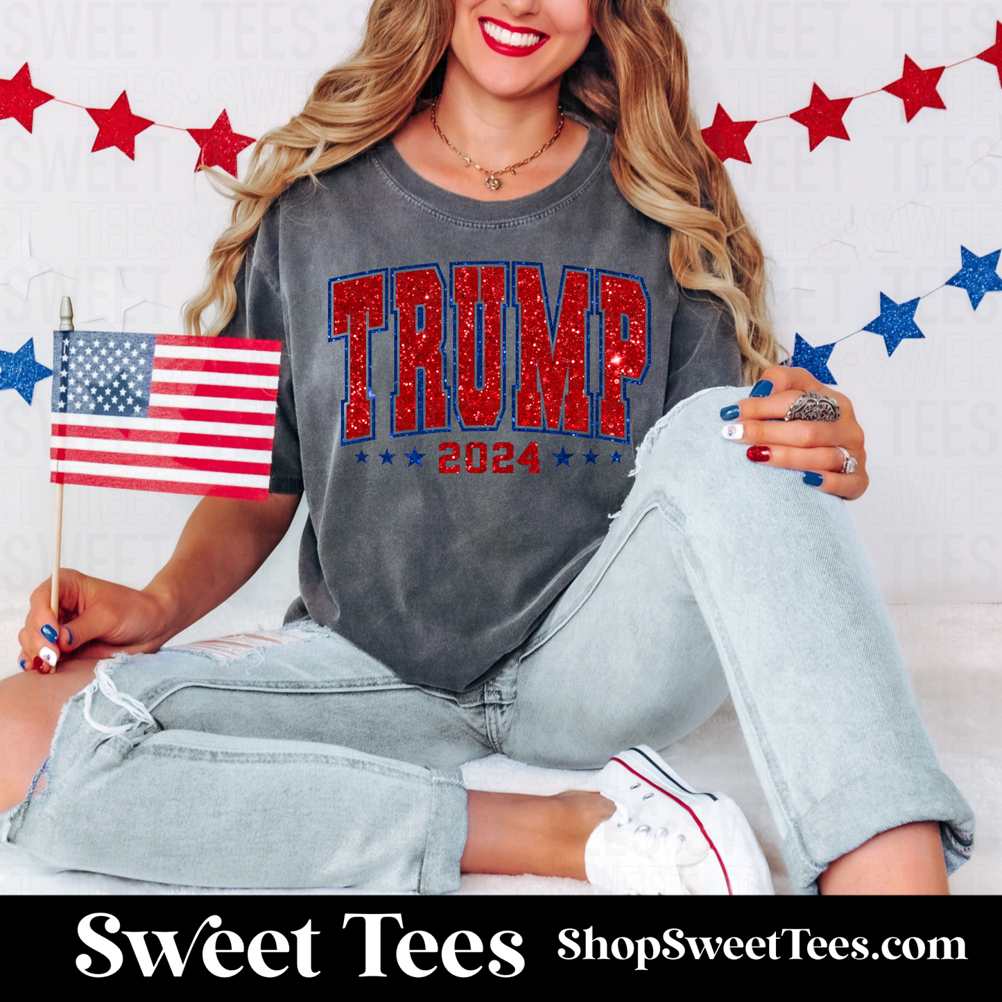 Trump Faux Glitter tee - Pepper CC