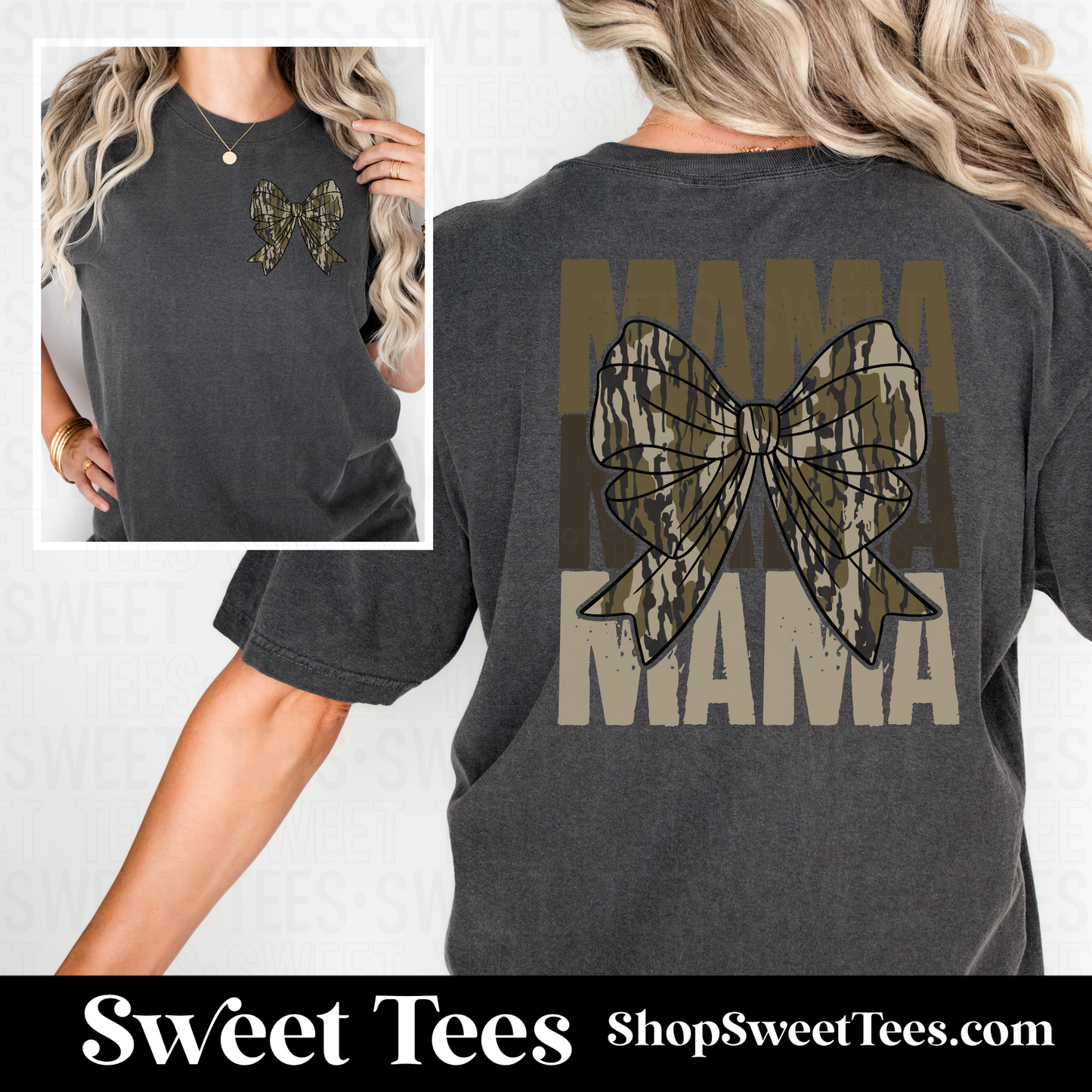 Camo Mama + Bow Pocket tee