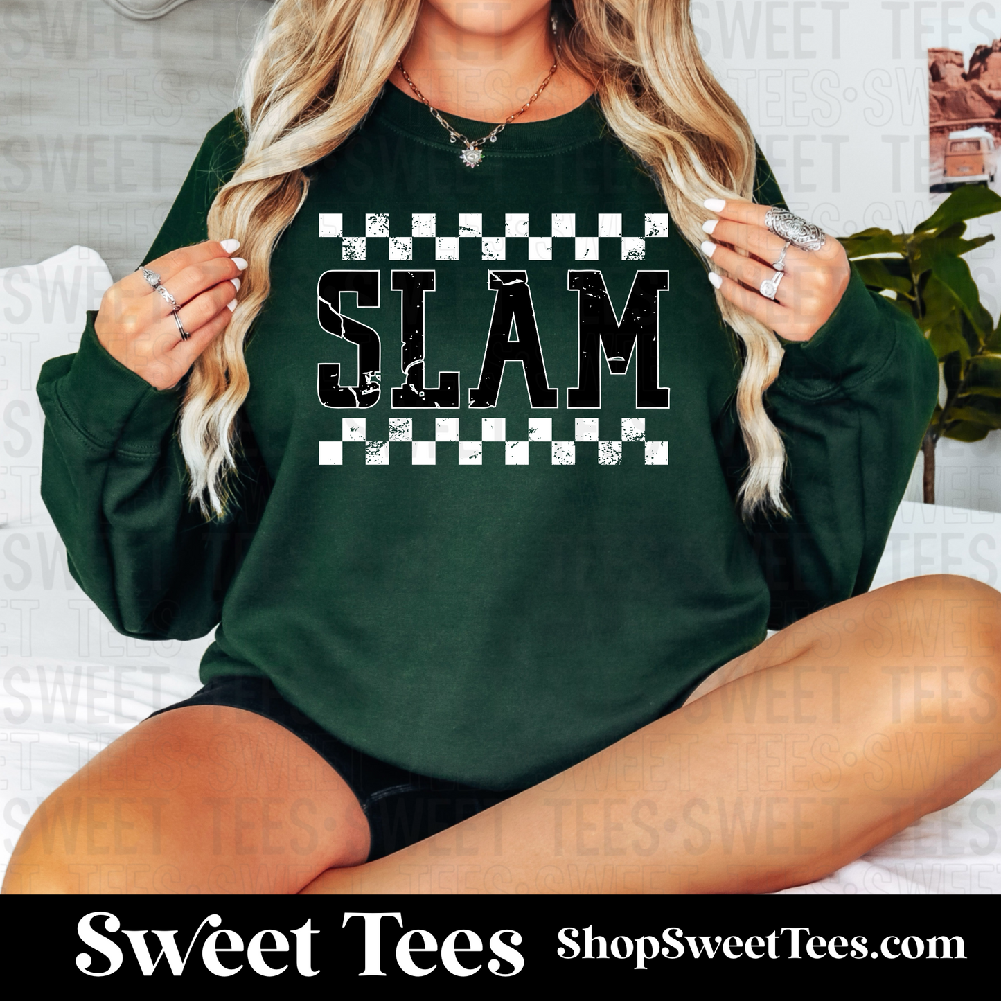 Texas Slam Grunge Checker Sweatshirt