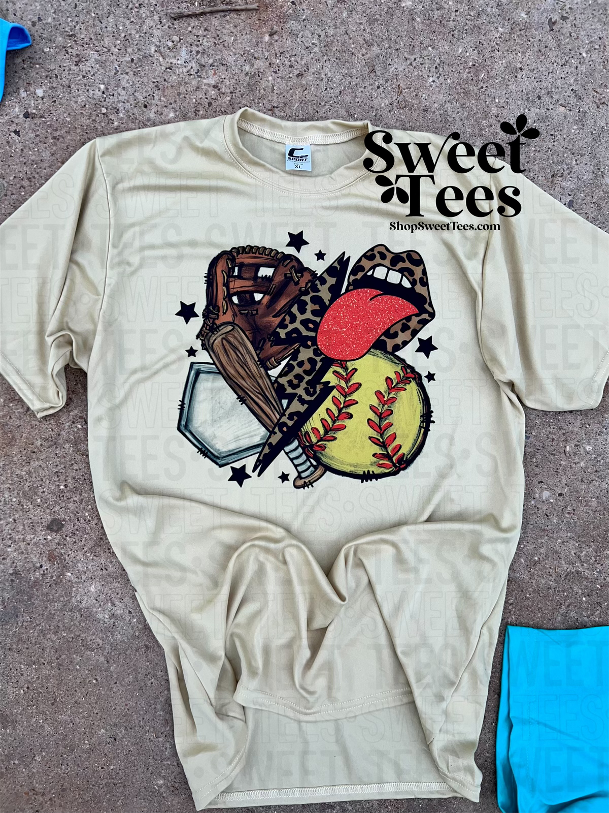 Softball Mouth Bolt Collage Drifit tee