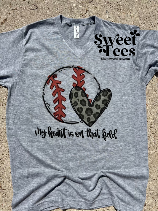 Baseball Heart on That Field VNECK tee