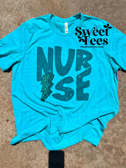 Teal Nurse Bolt tee