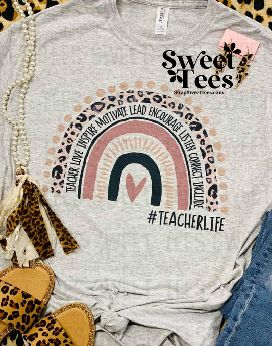 Teacher Boho Rainbow tee