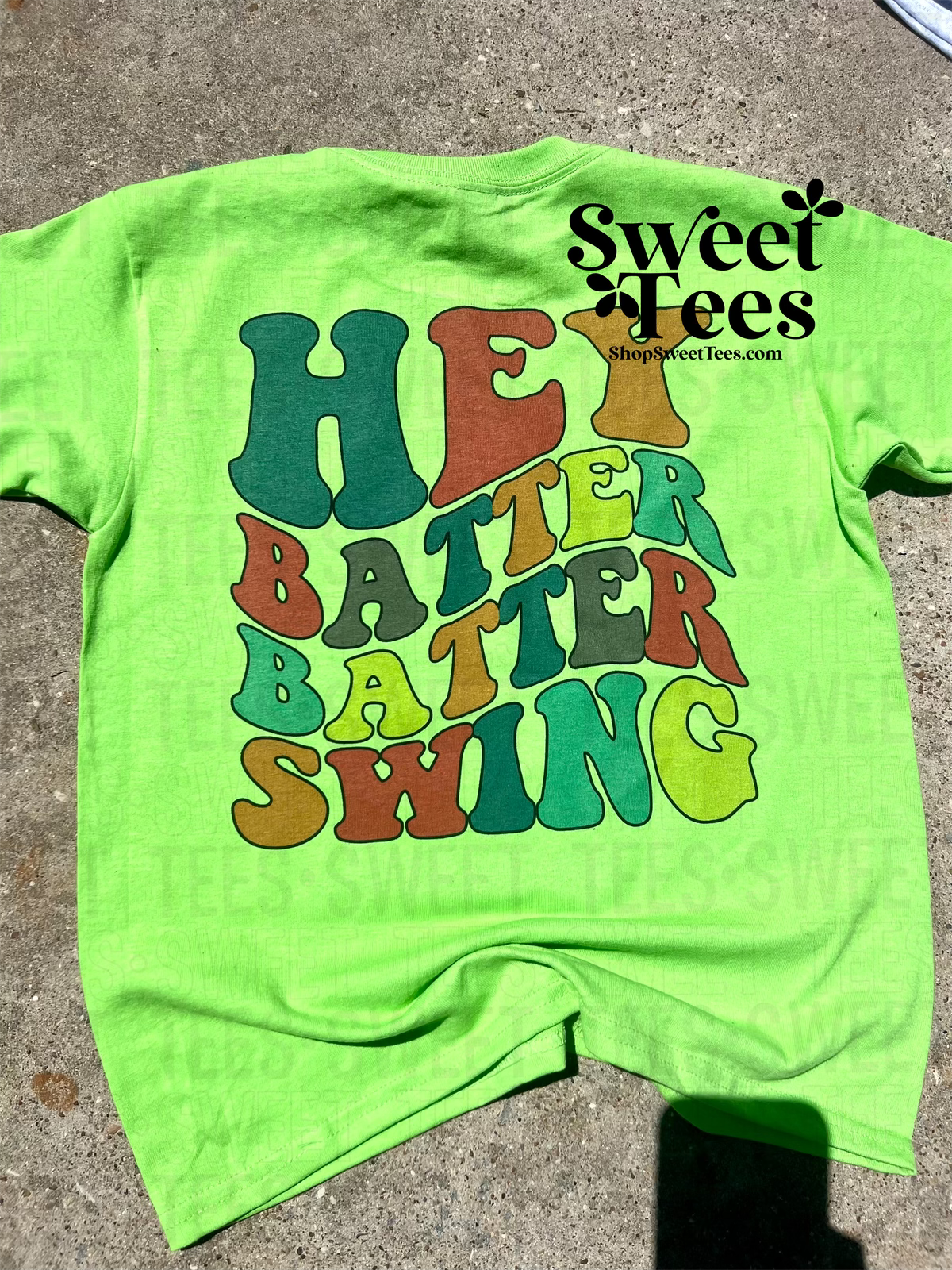Hey Batter Batter Neon tee