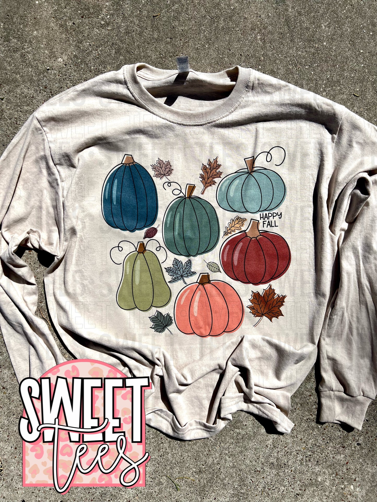 Happy Fall Doodle Pumpkin Long Sleeve