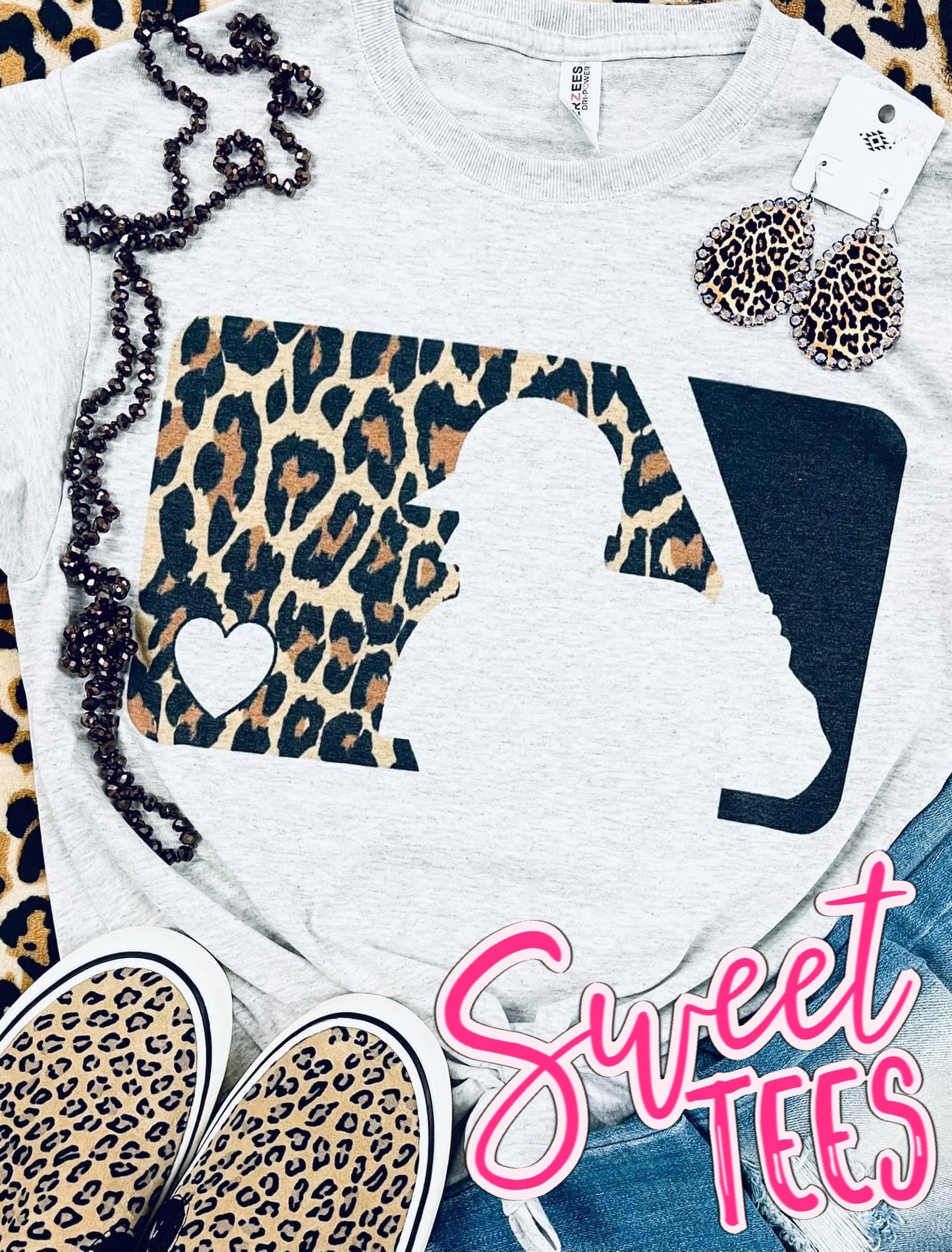 Baseball Leopard Logo tee