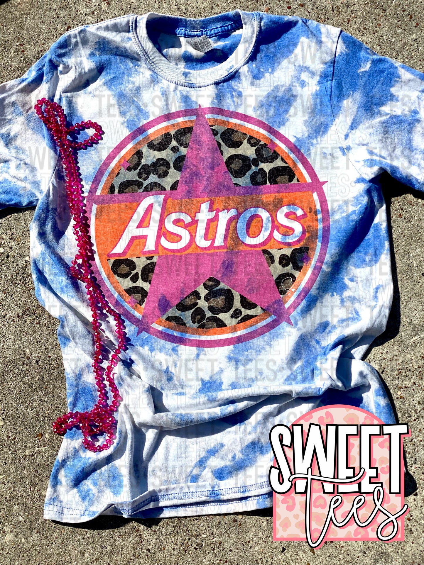 Astros Barbie Leopard Acid Wash tee