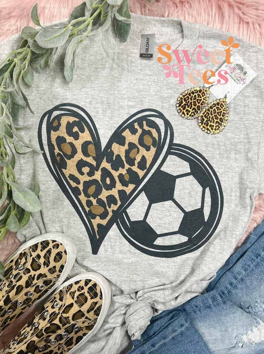 Soccer Leopard Heart tee