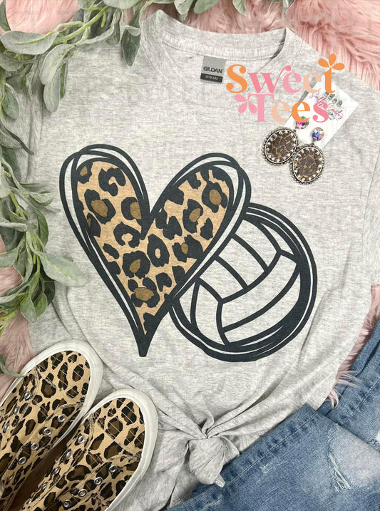 Leopard Heart Volleyball tee