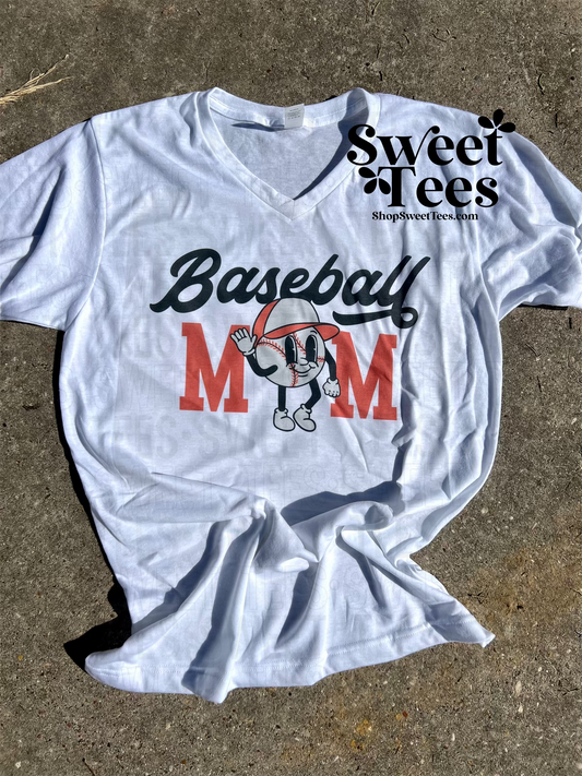 Retro Baseball Man Baseball Mom V-NECK tee
