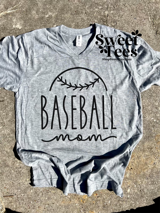 Baseball Mom Skinny Script VNECK tee