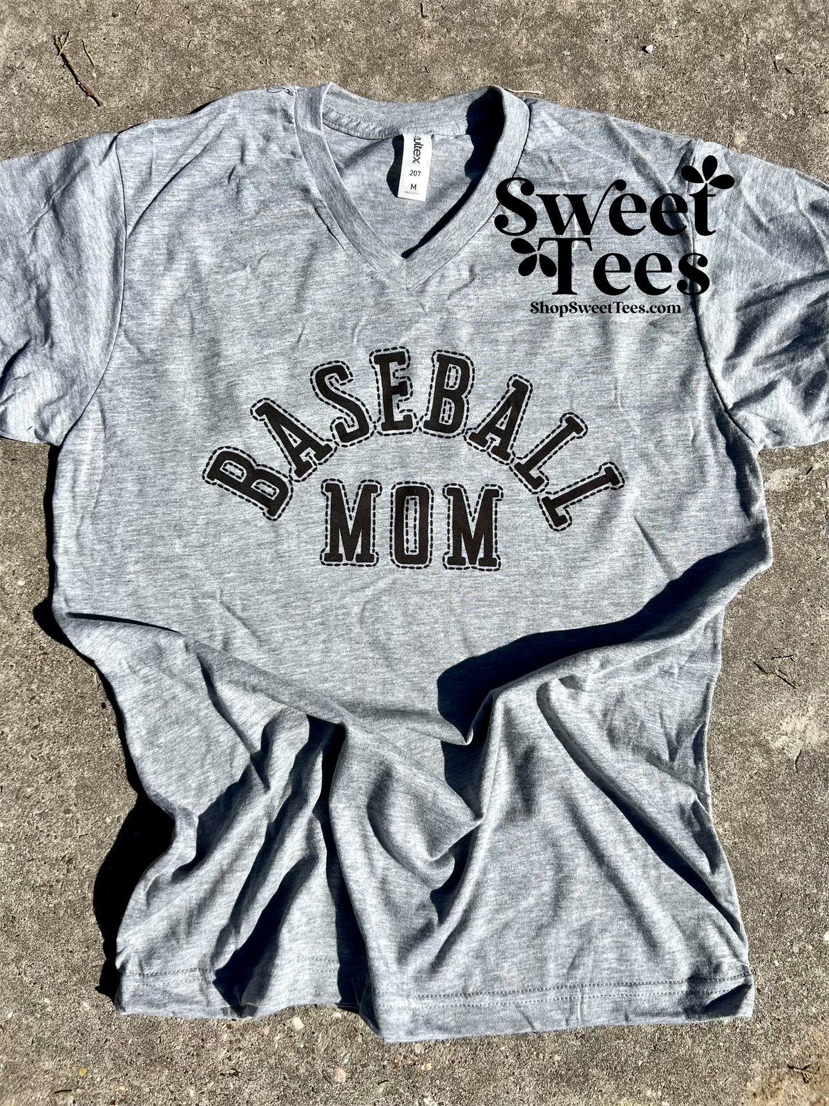 Baseball Mom Stitch VNECK tee