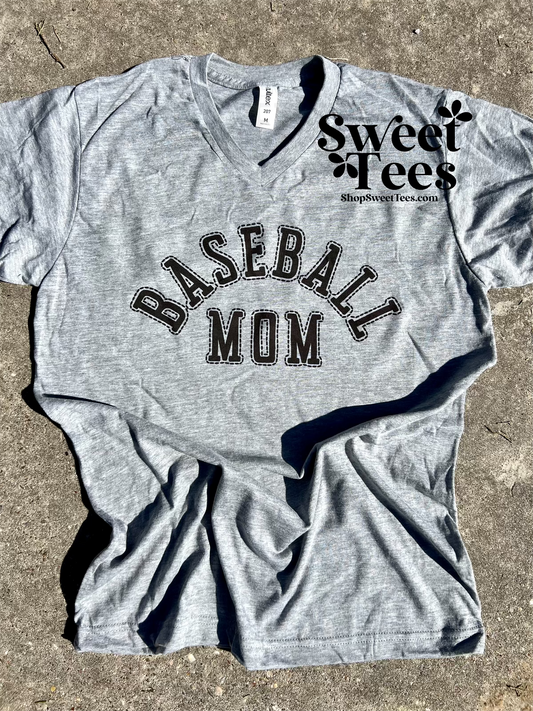 Baseball Mom Stitch VNECK tee