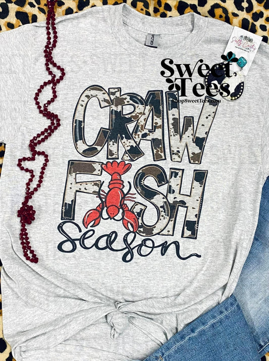 Crawfish Season Cow Print tee