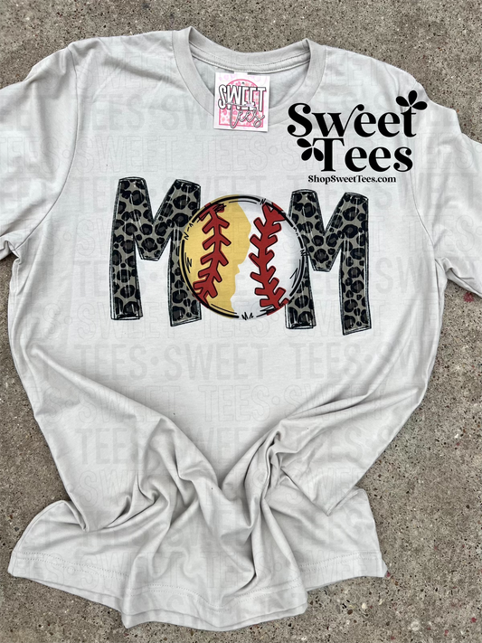 Baseball + Softball Mom Leopard tee