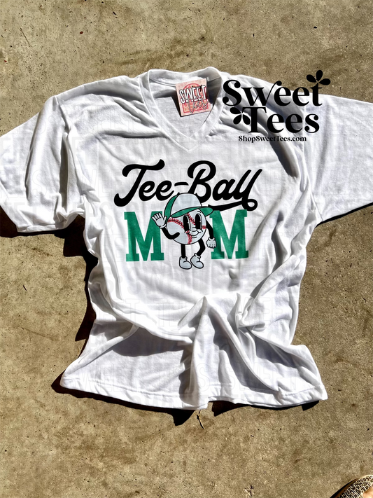 Retro Baseball Man Tee-Ball Mom V-NECK tee