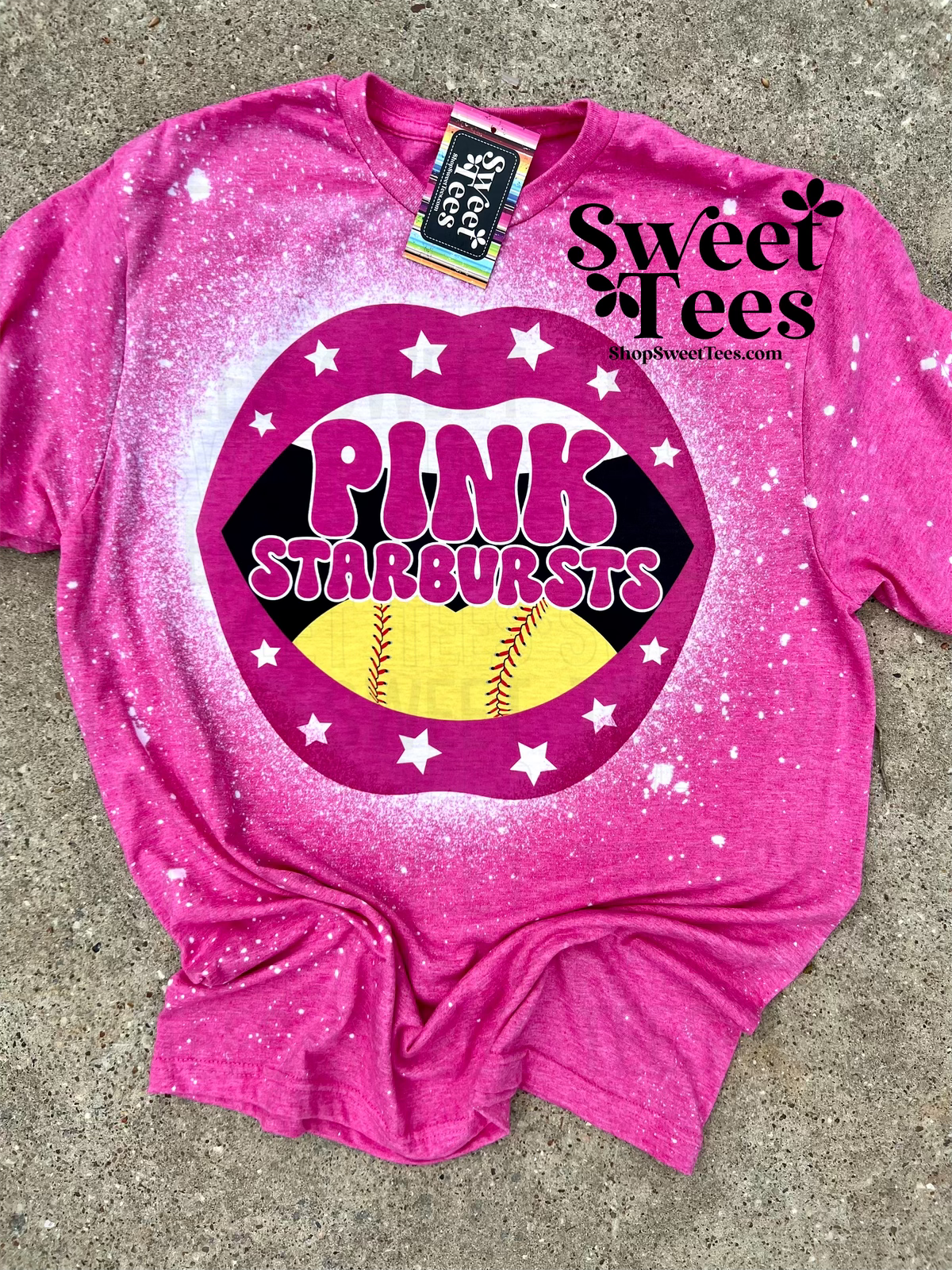 Pink Starbursts Team Mouth tee