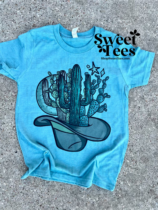 Cactus Cowboy Hat tee - blue