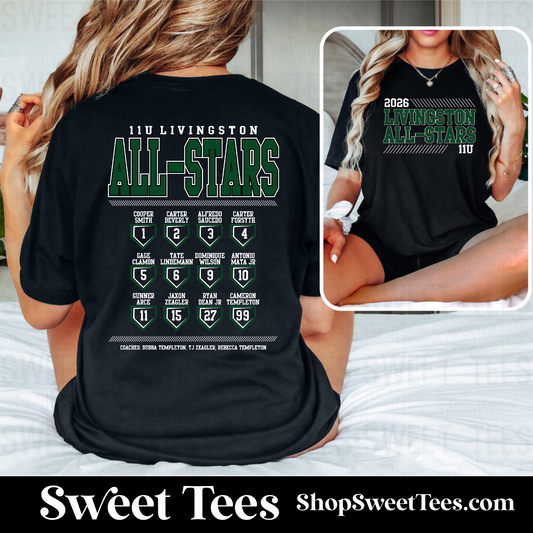 11U Livingston All-Stars 2026 Roster tee