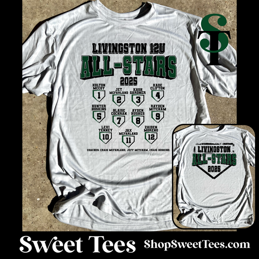 12U Livingston All-Stars 2025 Roster tee