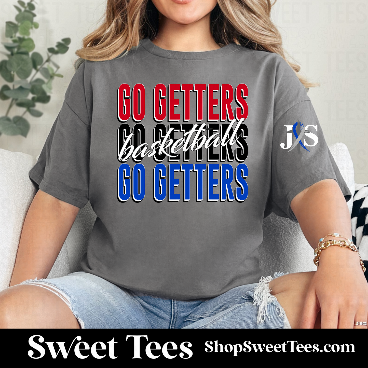 Go Getters Basketball Stacked Script 130 tee
