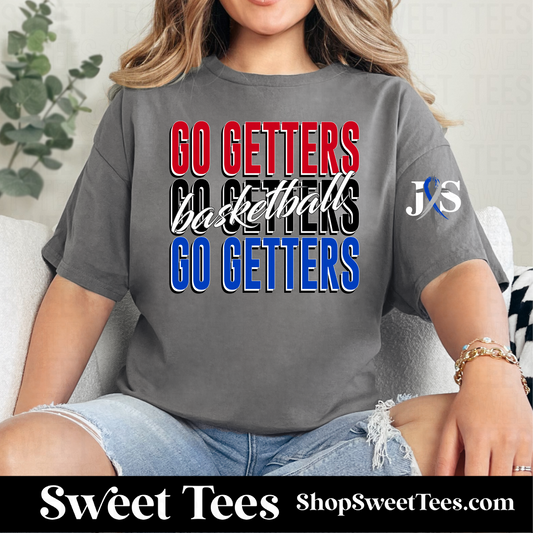 Go Getters Basketball Stacked Script 130 tee