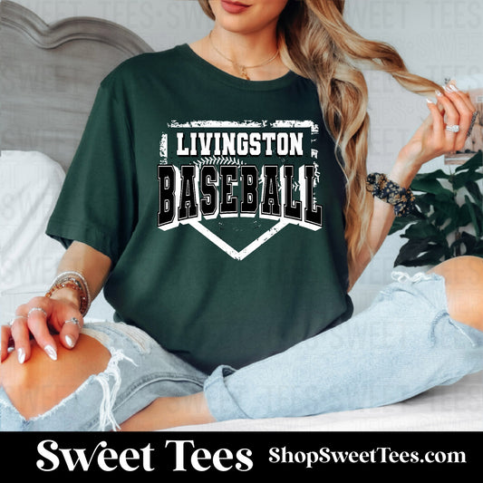 Livingston Baseball Grunge Plate tee - Green