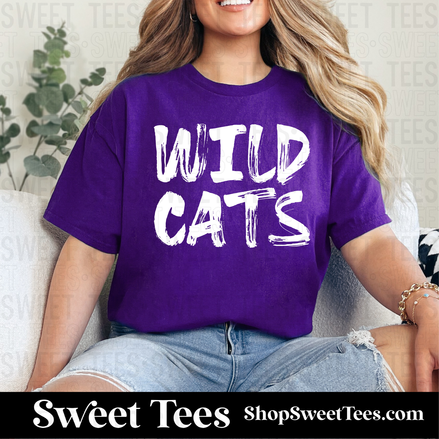 Wildcats Brush Mascot 121 tee - Purple