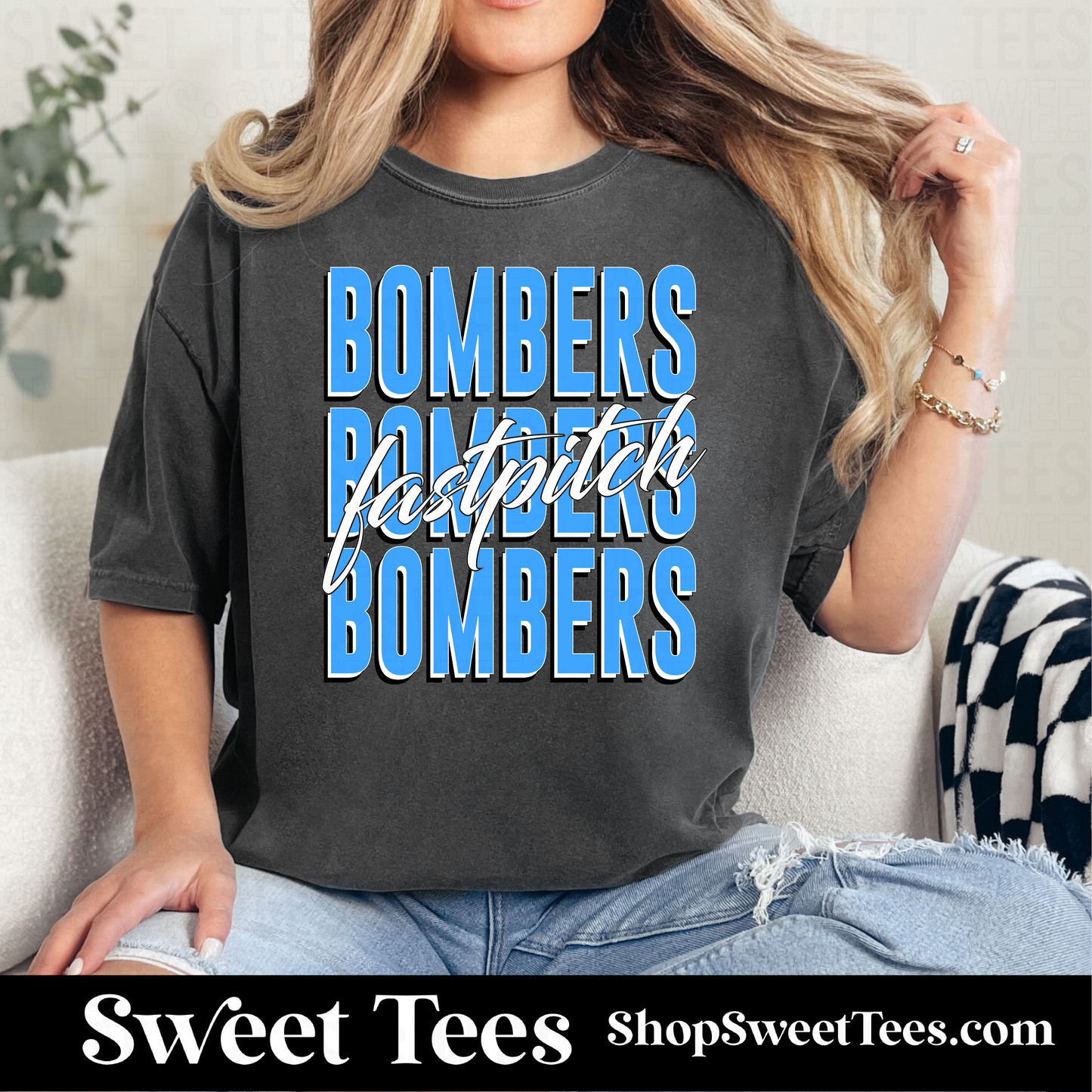 Bombers Stacked Script 130 tee
