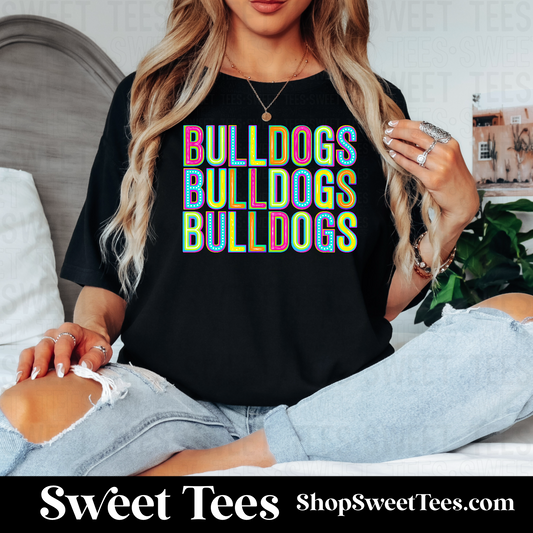 Bulldogs Funky Colorful Alpha 074 tee