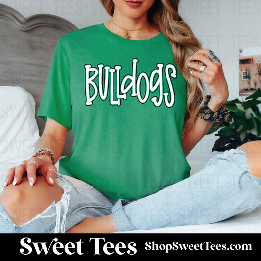 Bulldogs Doodle Mascot 120 tee - Kelly Green