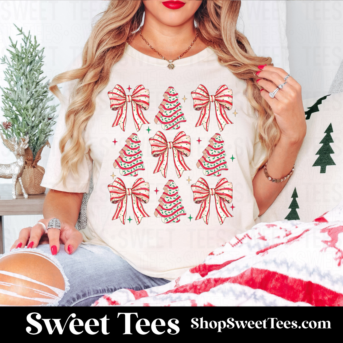 Coquette Christmas Tree Cake tee