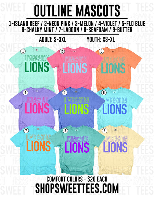 Outline Neon Mascot 210 tee