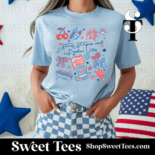 Stars Stripes Freedom Vibes tee - Blue