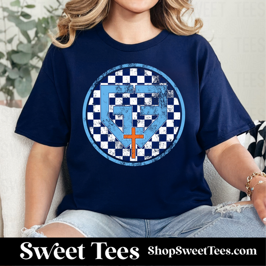 G3 Grunge Checker Circle tee
