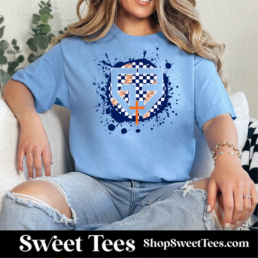 G3 Ink Spatter Checker Baseball tee