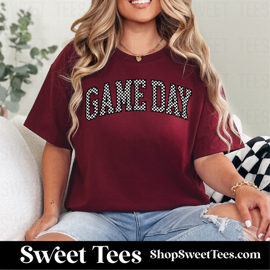 Game Day Checkered tee - Maroon